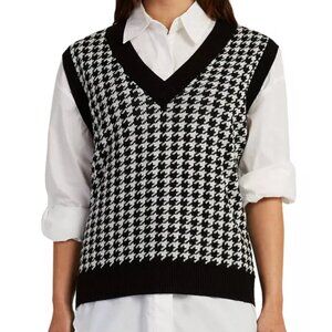 black & white patterned sweater vest
